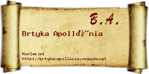 Brtyka Apollónia névjegykártya